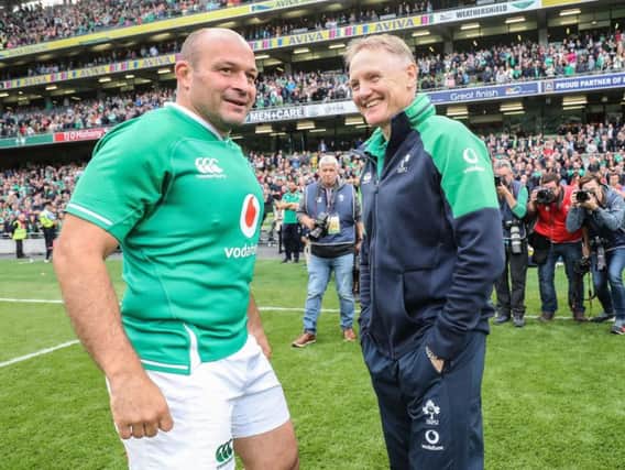 Ireland captain Rory Best and head coach Joe Schmidt after their final game in Dublin against Wales