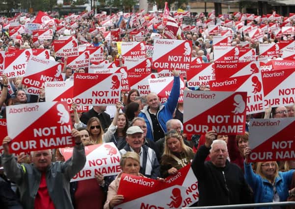 Thousands of people took part in the March For Their Lives rally in Belfast city centre organised by Precious Life. Picture Bill Smyth
