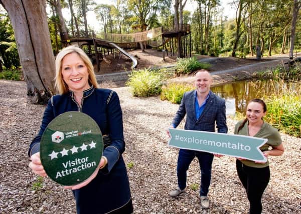 Caroline Adams, left, from Tourism NI with Keith Reilly, operations director, and Nikki Morgan, duty supervisor, at Montalto Estate