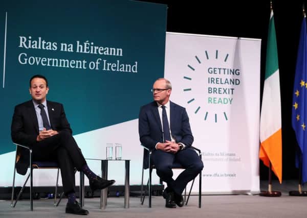 Ireland's Taoiseach Leo Varadkar and Foreign Affairs Minister Simon Coveney. "Leaders of our neighbouring nation are helping restrict our independence; a subject dear to their historical hearts"