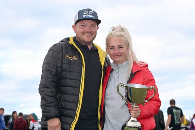 Melissa Kennedy, pictured with Gary Dunlop, became the first woman to win an Irish National road race at the East Coast Festival at Killalane. Picture: Stephen Davison/Pacemaker Press.