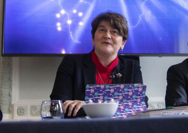 Arlene Foster, seen in London earlier this year, spoke on Saturday at a DUP event called Vision for Unionism: Beyond 2021'