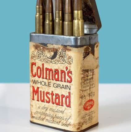 Mustard Bullets by Stephen Johnston, oil on canvas. For more see gormleys.ie
