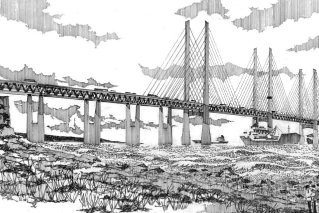 An artists' impression of how the proposed Celtic Crossing bridge between Northern Ireland and Scotland might look