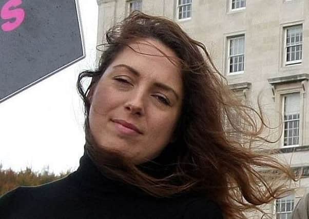 Adrianne Peltz campaigning for Amnesty International at Stormont in 2016