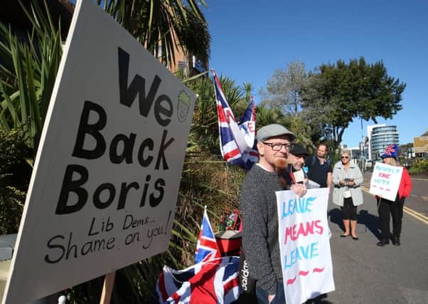 Pro-Brexit supporters protesting outside the Lib Dem annual conference in Bournemouth last week