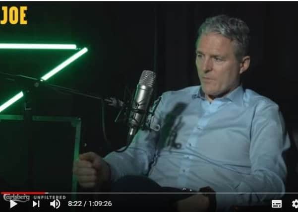A video screengrab from the Jarlath Burns interview with the Joe.ie podcast