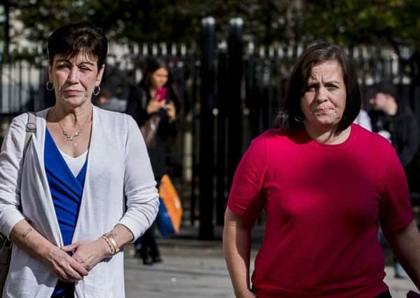 Sally McManus (left) with her niece Amanda McConkey at Belfast Coroners Court