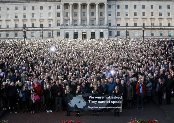 A recent silent walk in Stormont in protest at Westminster's imposition of what they call "extreme abortion laws" on the people of Northern Ireland.