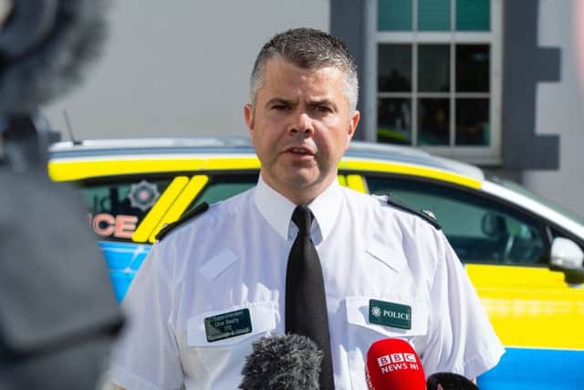 Superintendent Clive Beatty addresses the media during a press briefing at Enniskillen PSNI station on the abduction of Quinn Industrial Holdings Director Kevin Lunney.  Picture: Ronan McGrade/Pacemaker Press
