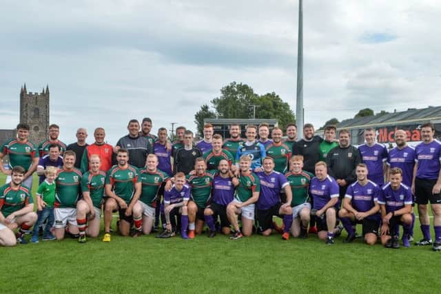 Members of Larne Rugby Club defeated a Larne FC Select team.
