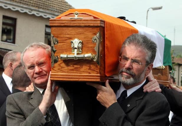 Martin McGuinness and Gerry Adams carrying the coffin of IRA commander Brian Keenan in 2008