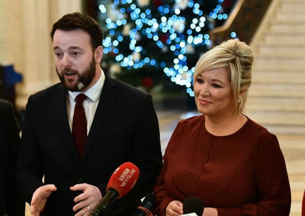 Colum Eastwood of the SDLP and Michelle O'Neill of Sinn Fein. John Doagh says: "Maybe the letter writer who criticised the DUP should reflect on the abortion stance of the two nationalist/republican parties"
