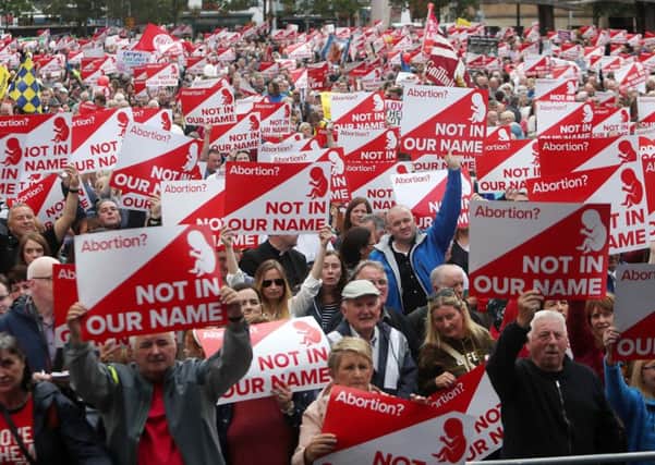 Thousands of people took part in a  March For Life in Belfast city centre on September 7. Picture Bill Smyth