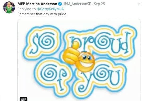Martina Anderson's tweet about the Maze Prison escape