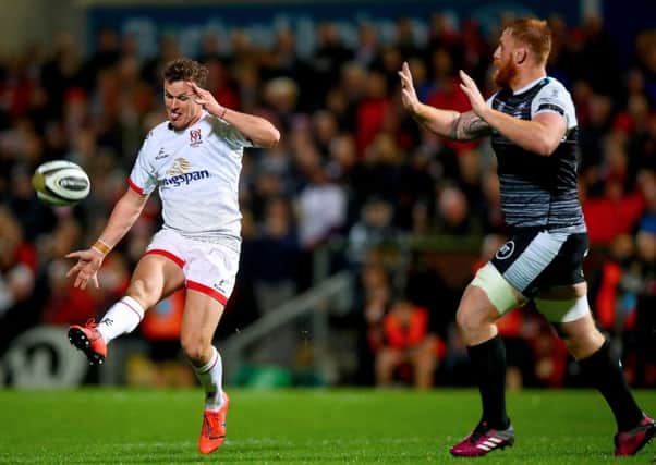Ulster's Billy Burns with a cross field kick that sets up Craig Gilroy's second try
.