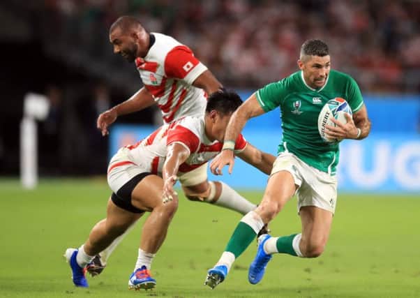 Ireland's Rob Kearney in action during the 2019 Rugby World Cup match at the Shizoka Stadium Ecopa, Shizouka Prefecture, Japan.