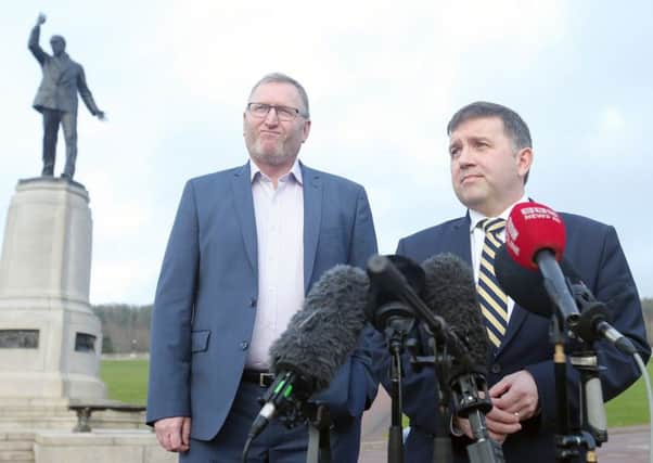 Robin Swann (right) shocked party colleagues by announcing that he will be resigning, with Doug Beattie (left) the first to consider standing for the job