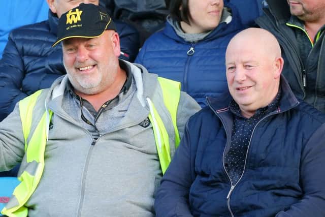Harland and Wolff union rep and worker Joe Passmore (left) attended the rally at Ballymena Showgrounds