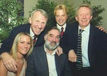 Keith with George Best, his wife Alex, Denis Law and Paddy Crerand in 1999 in Carrickfergus