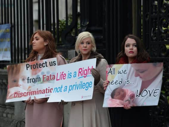 Pro-life protesters pictured outside the High Court in Belfast earlier this week. (Photo: Pacemaker)