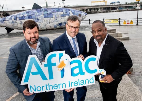 Pictured (l-r) is Keith Farely, vice president of Aflac Northern Ireland, Alastair Hamilton, CEO, Invest Northern Ireland and Virgil Miller, executive vice president and chief operating officer of Aflac U.S.