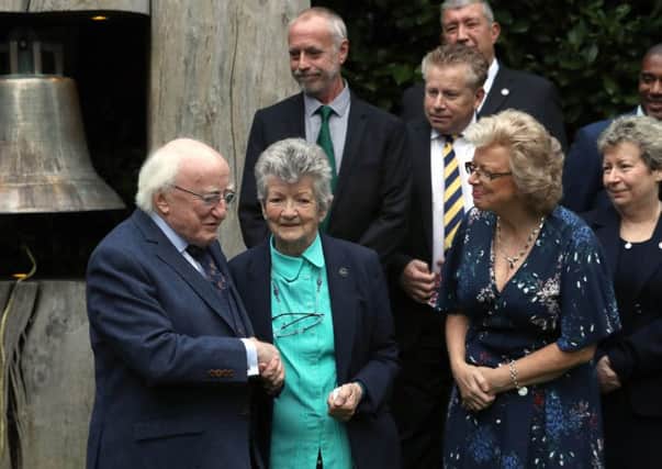 Family members of victims of the Birmingham pub bombings meeting Michael D Higgins in Dublin. Photo: Brian Lawless/PA Wire