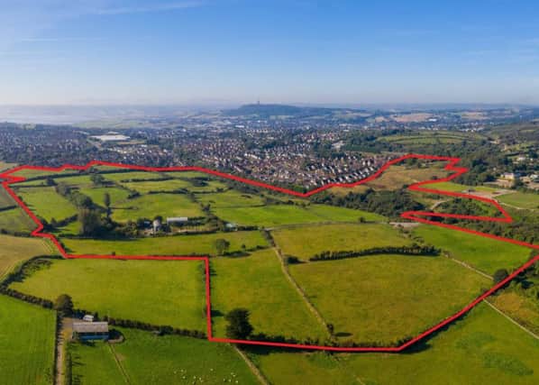 An aerial view of the land earmarked for the Beverley Garden Village residential development in Newtownards, Co Down
