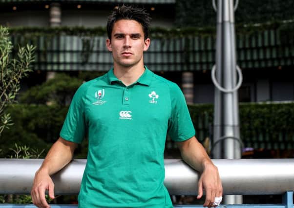 Joey Carbery at an Ireland press conference yesterday in Fukuoka, Japan.