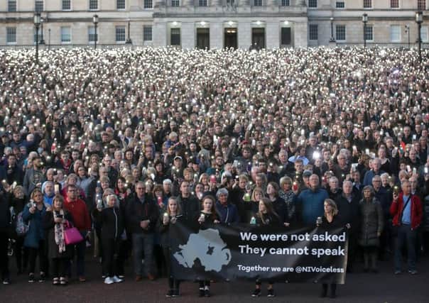 Thousands of people protested against the proposed new abortion regime at Stormont last month