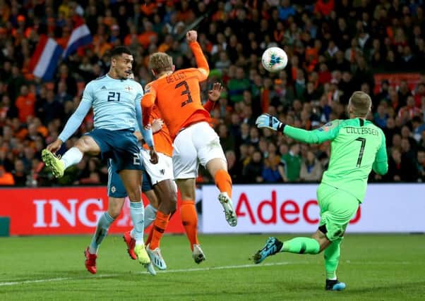 Northern Ireland's Josh Magennis scored against the Netherlands in the 3-1 defeat.