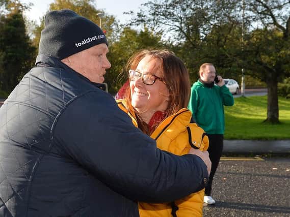 There were joyous scenes outside the former Wrightbus factory in Ballymena when news emerged a deal to save up to 1,200 jobs had been agreed 'in principle;.