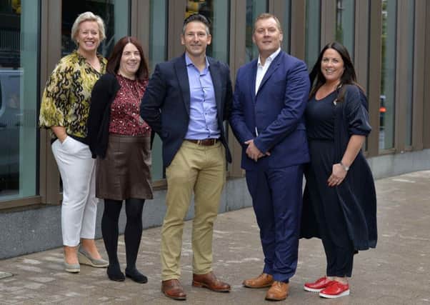 Pictured at the launch of CDE Globals new 18-month Emerging Leaders Training Programme, which is being delivered by Antrim-based Square Box Training Consultancy, is Claire Colvin, Michelle Flynn, and Brendan McGurgan from CDE Global with Harry Harpur and Lorraine Campbell, from Square Box.