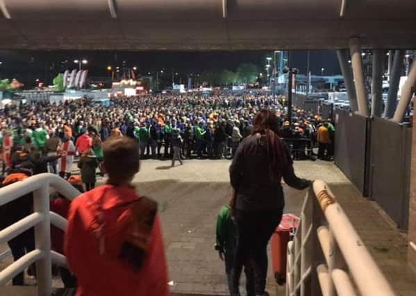 Scenes outside the De Kuip stadium in Rotterdam. Image supplied by AONISC