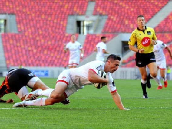 Ulster's John Cooney goes over for a try against Southern Kings