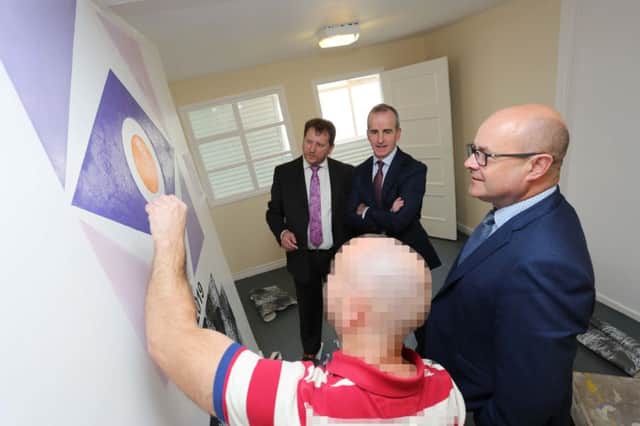 Prisoners at Magilligan have taken part in the first ever Skillbuild competition in a UK prison. Looking on at the painting and decorating competition final are Barry Neilson, CITB NI, Patrick McKeown, North West Regional College and Andy Tosh, governor of Magilligan Prison.