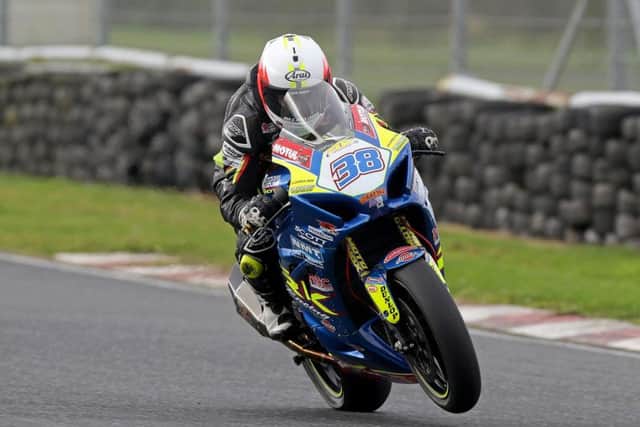 Ulster Supersport champion Jason Lynn tested the ex-Burrows Engineering Racing Suzuki GSX-R1000 for the first time at Kirkistown in Co. Down on Tuesday. Picture: Derek Wilson/Pacemaker Press.