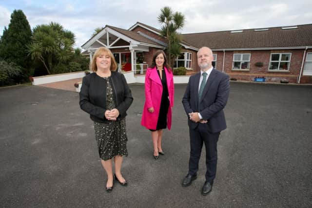Gemma Jordan (centre), Senior Relationship Manager, Commercial Banking NI at Ulster Bank pictured with Lesley Megarity, Chief Executive and John-Paul Watson, Deputy Chief Executive at Domestic Care Group.