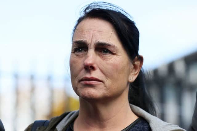 IRA murder victim Jean McConville's daughter Susie outside Belfast Crown Court following the trial of the facts into two charges of soliciting the murder of Jean McConville against veteran republican Ivor Bell