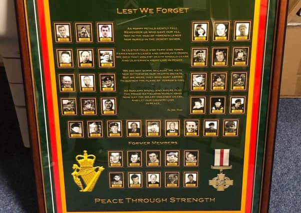 The montage paying tribute to the 43 members of 6 UDR killed by terrorists