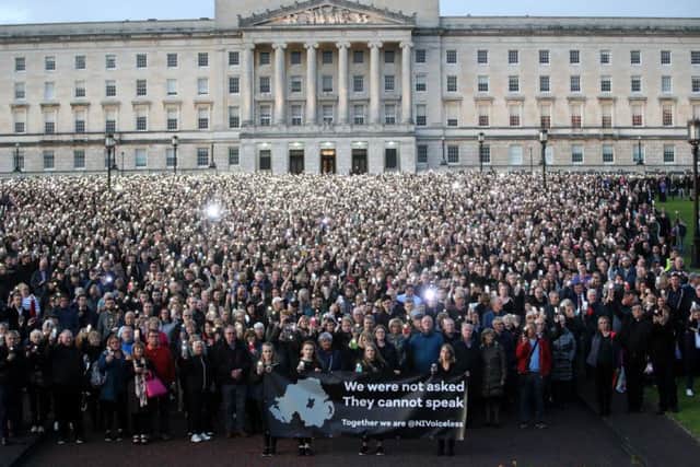 Pro-life campaigners and activists pictured at recent silent and peaceful protest at Stormont.