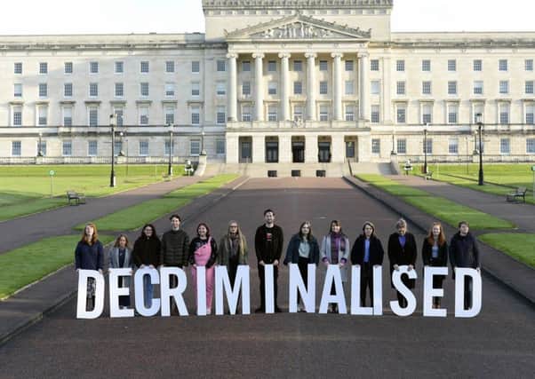 Pro-choice campaigners spelt out the new change in the law at Stormont yesterday