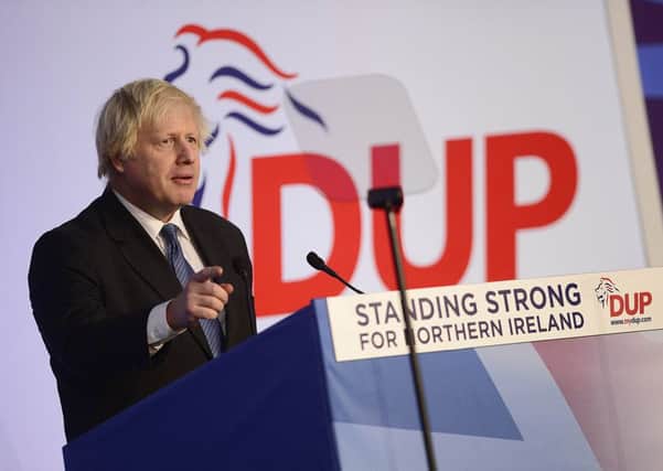 Boris Johnson at the DUP conference last year in the La Mon hotel, when he said no prime minister could agree a major border down the Irish Sea  exactly what he has now agreed