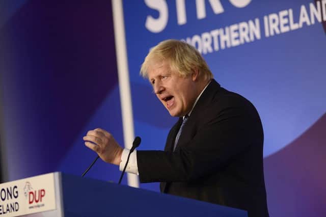 Boris Johnson addresses the DUP last year. The party will put a brave face on its abandonment, although you do wonder how they can sustain the confidence and supply arrangement having been so betrayed. But it is not merely the u-turn on the words, but the shamelessness of Mr Johnsons conduct afterwards that is still being absorbed