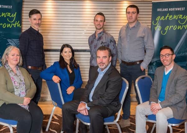 Seven companies from the North West will travel to the US next month as part of a high-level trade and investment delegation.  Front: Sian McCann, Wild Fuschia Bakehouse; Eibhlin McGuinness, MMG Welding; Rob Rae, Littus Consulting; Ian Friel, Visual Edge. Back:: Gerard Floyd, Humanity Cosmetics; Christopher Reid, Humanity Cosmetics; Francis Burns, Eko Chute.
