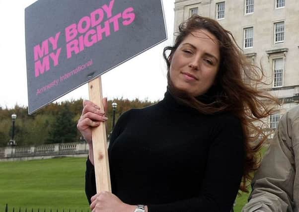 Adrianne Peltz at Stormont as part of an Amnesty International campaign in 2016