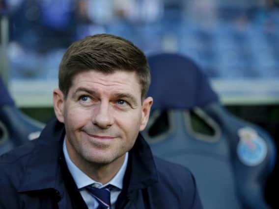 Rangers' manager Steven Gerrard smiles during the Europa League group G soccer match