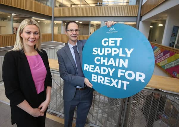 Mary Meehan, Manufacturing NI, and Dr Trevor Cadden, Ulster University. Pic by Darren Kidd