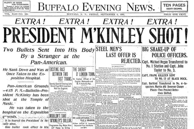 Buffalo Evening News announces shooting of President William McKinley.