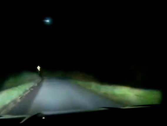 Screengrab from video dated 28/10/19 taken with permission from the twitter account of @LinehanSean showing an object which streaked across the sky near Banteer, Cork on Monday evening.